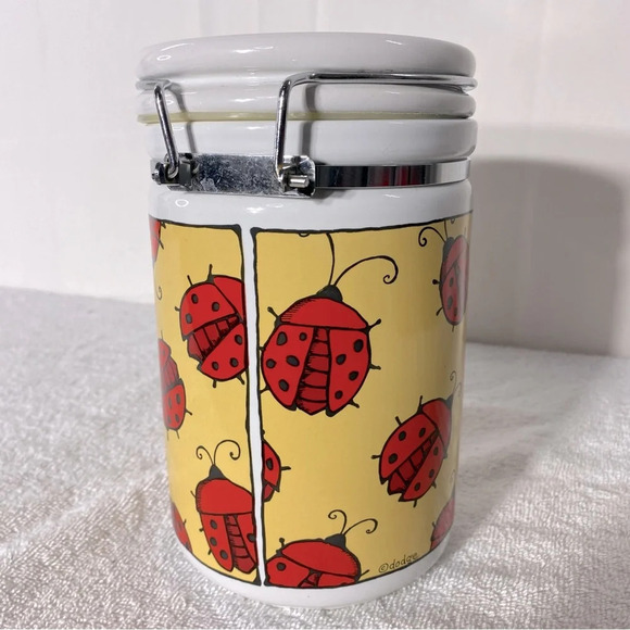 Vintage Bugz By Ursula Dodge Ceramic Ladybug Signature Stoneware Canister - Picture 4 of 16